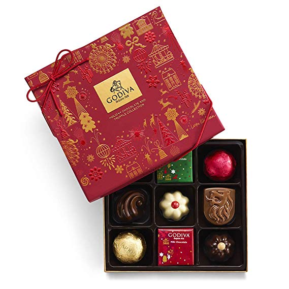 Godiva Chocolatier Assorted Chocolate and Truffles Gift Box, Holiday Collection, 9-Pieces, 3.7 Ounce