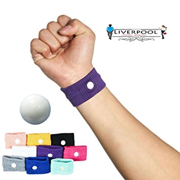 Pair of Acupressure Anti-nausea Motion Sickness Relief Wristbands (Black) ★ Great for Controlling Nausea Due to Morning Sickness, Motion Sickness or Chemotherapy ★ 8 Colors ★ Nausea Relief Bracelet