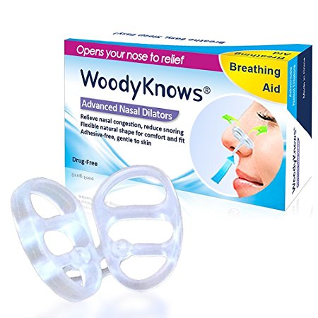 WoodyKnows Nasal Dilators / Nose Vents (New Model) - Breathing Aid for Nasal Congestion and Snoring // Snore Stopper, Snore Reducing Aid, Snore Relief, Alternatives to Sleep / Allergy / Sinus Nasal Strips, Reduce Snoring, Breathe Right Better Easy Free, 2-Count (Small)