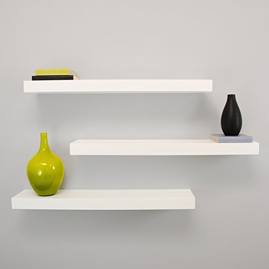 Kiera Grace Maine Wall Shelf, 24-Inch, Pack of 3, White