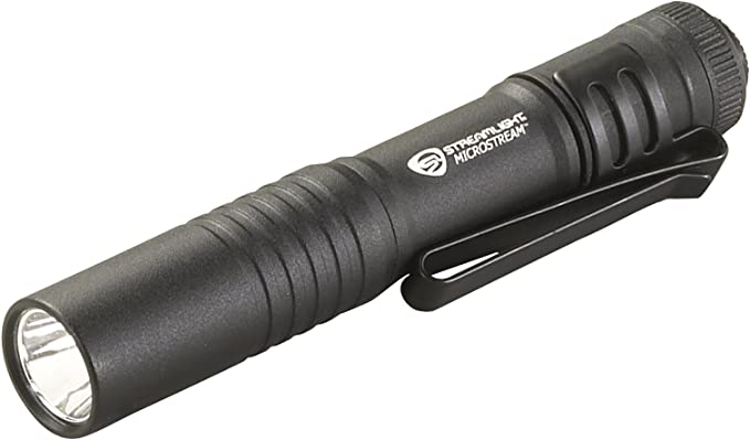 Streamlight MicroStream Ultra-Compact Aluminum Body with AAA Alkaline Battery, 45 Lumens - 66318, Black, 3.6 inches