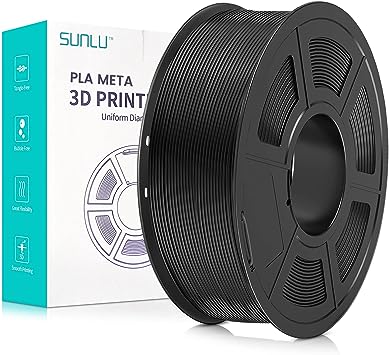 SUNLU 3D Printer Filament, Neatly Wound PLA Meta Filament 1.75mm, Toughness, Highly Fluid, Fast Printing for 3D Printer, Dimensional Accuracy  /- 0.02 mm, 330 Meters, 1 KG Spool, Black