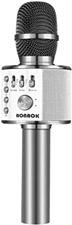 BONAOK Bluetooth Singing Microphone, KTV Party Microphone Karaoke, Alternartive to Large Karaoke Machine, Bluetooth Karaoke Mic for Singing with Phone,for iPhone/PC or All Smartphone(Space Gray)