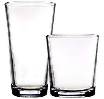 Palais Glassware 'Hendaye' Collection, Clear Glass Sets (Set of 16-8 17 OZ & 8 13 OZ, Clear)