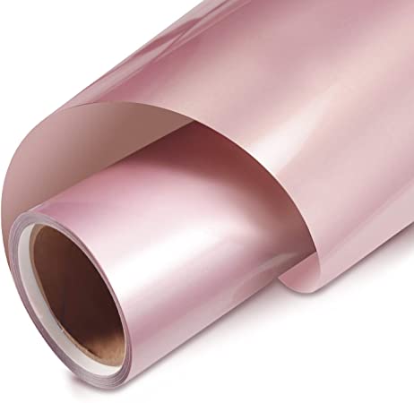 Rose Gold Vinyl Heat Transfer Vinyl Iron on HTV Vinyl Roll 12 Inches by 5 FT for T-Shirts、Compatible with Cricut, Rose Gold
