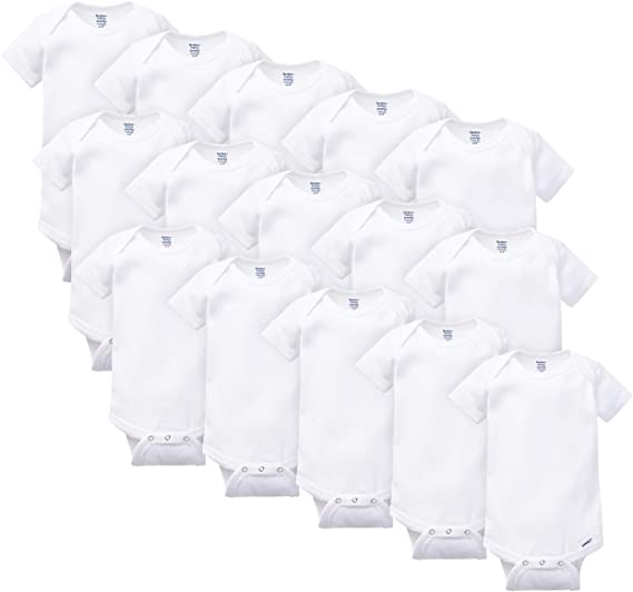 5-pack or 15 Multi Size Organic Short Sleeve Onesies Bodysuits