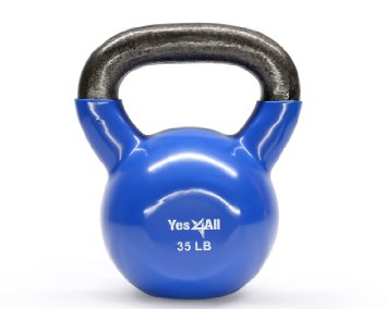 Yes4All Single Vinyl Coated Kettlebell Great quality for Cross Training, MMA Training, Home Exercise, Fitness Workout