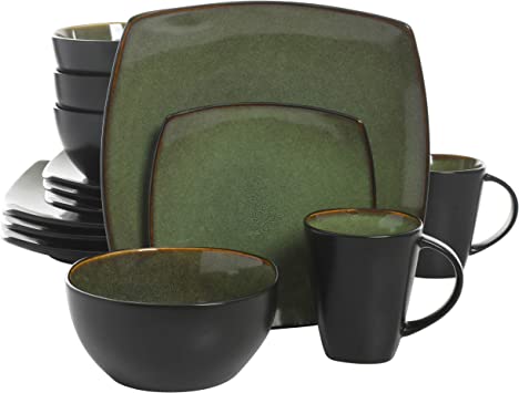 Gibson 99811.16R Dinnerware Set, Soho Square, Green