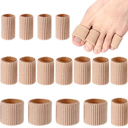 Toe Cushion Tube Toe Tubes Sleeves Soft Gel Corn Pad Protectors for Cushions Corns, Blisters, Calluses, Toes and Fingers (16 Pieces, Mixed Size Toe Cushion Tube)