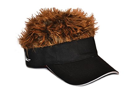 Flair Hair Novelty Adjustable Visor with Spiked Hair Joke/Gag Visor/Hat/Cap