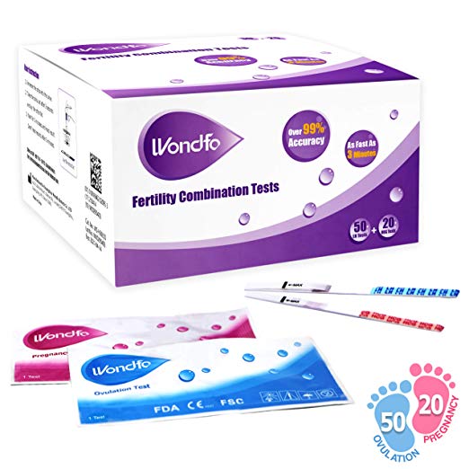 Wondfo Ovulation Test Strips and Pregnancy Test Strips Kit - Rapid Test Detection for Home Self-Checking Urine Test (50 LH   20 HCG/Box)