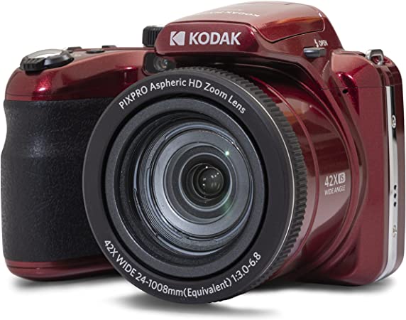 KODAK PIXPRO Astro Zoom AZ425-RD 20MP Digital Camera with 42X Optical Zoom 24mm Wide Angle 1080P Full HD Video Optical Image Stabilization Li-Ion Battery and 3" LCD (Red)