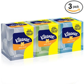 Kimberly-Clark Professional 21286 Kleenex Anti-Viral Facial Tissue Cube, Pack of 3