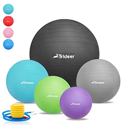Trideer 45-85cm Exercise Ball (11 Colors) , Birthing Ball, Ball Chair, Yoga Pilate Balance Ball with Pump, Anti-Slip & Anti-Burst, 2000lbs Extra Thick Core Cross Training Ball for Office and Home