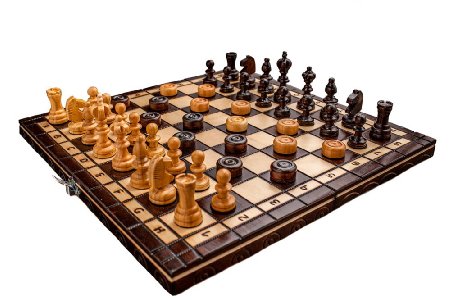 Prime Chess Brand New Cherry Wooden Chess And Draughts Set 13,7" x 13,7"