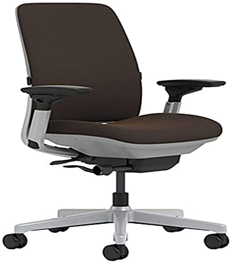 Steelcase Amia Chair with Platinum Base & Standard Carpet Casters, Chocolate