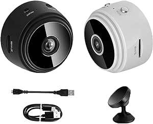 Mini Pix Security Camera, Camtrix Magnetic Mini Security Camera, Miniguard 1080p HD WiFi Wireless Night Vision Motion Camera for Home in/Outdoor (2, Black&White)