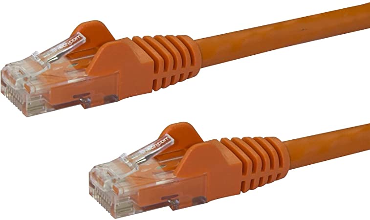 StarTech.com 10ft CAT6 Ethernet Cable - Orange CAT 6 Gigabit Ethernet Wire -650MHz 100W PoE RJ45 UTP Network/Patch Cord Snagless w/Strain Relief Fluke Tested/Wiring is UL Certified/TIA (N6PATCH10OR)