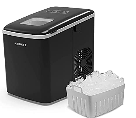 Countertop Ice Maker, NOVETE Portable Ice Machine, 9 Ice Cubes Ready in 6 Minutes, 13 kg/28.7 lb Ice in 24 Hours, No Water Line and Drain Line Required, Home Ice Machine with Ice Scoop and Basket