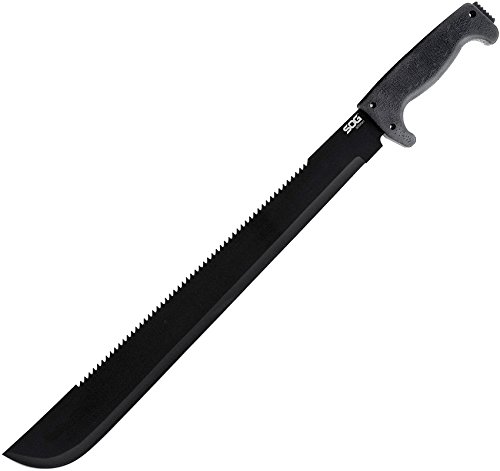 SOG Specialty Knives & Tools MC02-N SOGFari Machete with 18-Inch Dual Steel Straight Edge and Saw Blade, 24-Inch Length, Black Powder Coated Finish