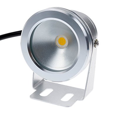 Lemonbest® 10w 12v Silver LED Underwater Flood Light, IP68 Waterproof Landscape Fountain Lamp, Warm White