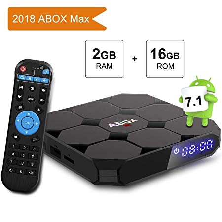 Android Tv Box, ABOX Android Box 7.1, 2GB RAM, 16GB ROM, Amlogic Quad Core 64 Bits, H.265/WiFi 2.4GHz Smart TV Box,Support HDMI 4K and HDR