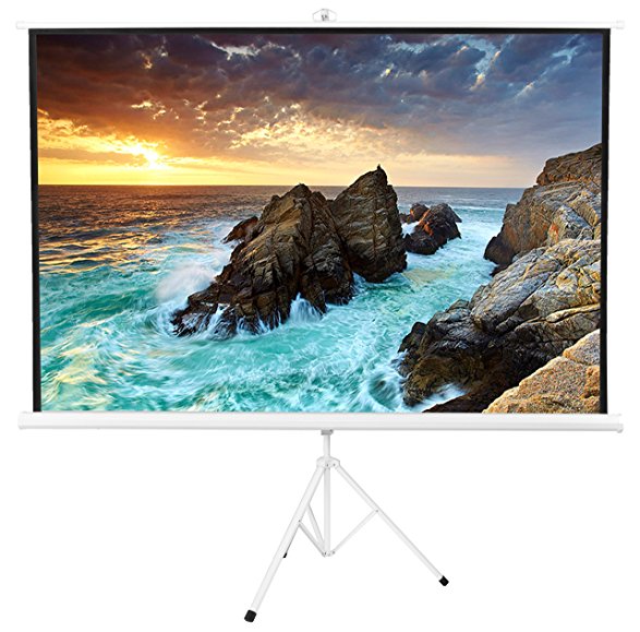 VIVO 100" Portable White Frame Indoor Outdoor Projector Screen, 100 Inch Diagonal Projection HD 4:3 Projection Pull Up Foldable Stand Tripod (PS-T-100W)