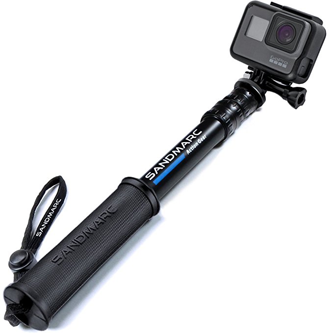 SANDMARC Pole - Compact Edition: 25-64 cm Waterproof Selfie Stick (Pole) for GoPro Hero 6, Hero 5, Hero 4, Session, 3, 2 and HD Cameras - Telescoping and Portable Extension