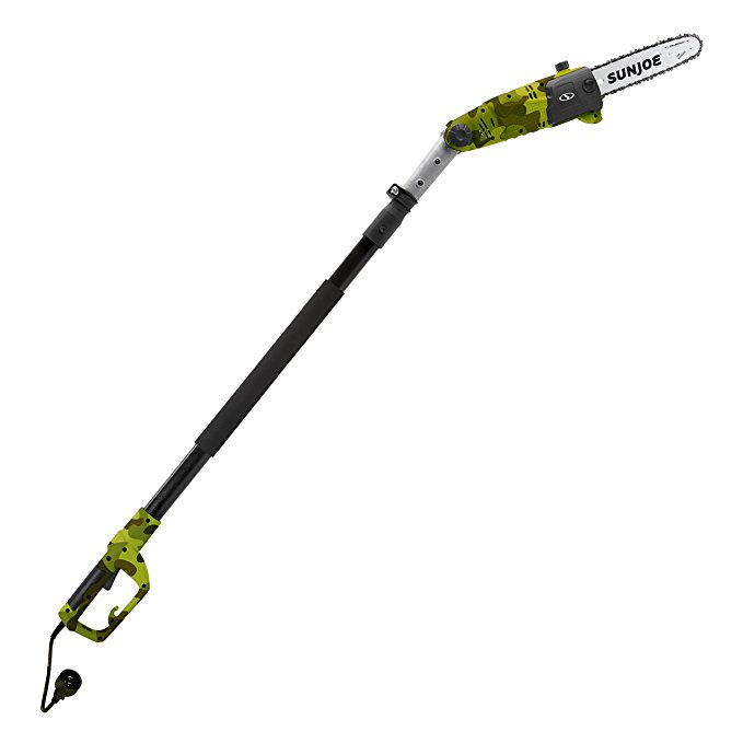 Sun Joe SWJ803E-CMO 10" 8-Amp Multi-Angle Telescopic Electric Pole Chain Saw, Ullage, Camouflage