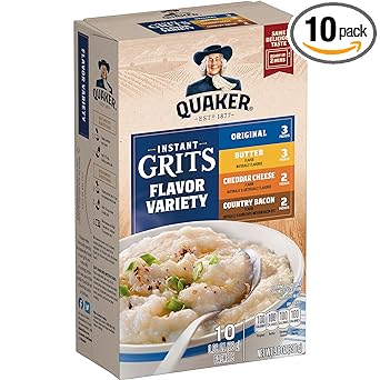 Quaker Instant Grits, 4 Flavor Variety Pack, 0.98oz Packets (10 Pack)