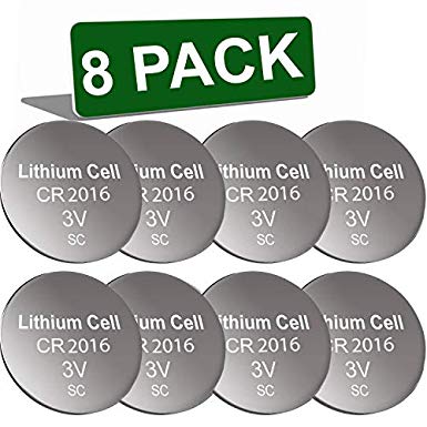 Oniza 8 Pack CR2016 Lithium Battery 3V Coin Batteries for Watches, Fitness, Key FOB's or Healthcare and Other Electronic Devices