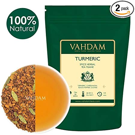 Turmeric Spice Chai Tea (100 Cups) India's Ancient Medicine Blend of Turmeric & Garden Fresh Spices, ABUNDANT IN ANTI-OXIDANTS & PHYTO-NUTRIENTS, Turmeric Tea, Packed in India, 7oz