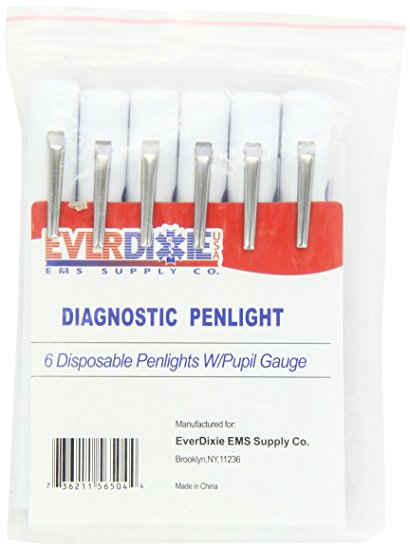 Dixie Ems Disposable Penlight With Pupil Gauge, 6 Count