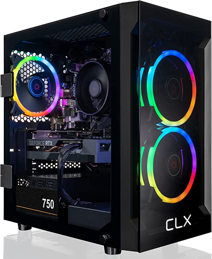 CLX Set Gaming Desktop - AMD Ryzen 7 5700X 3.4GHz 8-Core Processor, 16GB DDR4 Memory, GeForce RTX 4060 Ti 8GB GDDR6 Graphics, 1TB SSD, 2TB HDD, WiFi, Windows 11 Home 64-bit