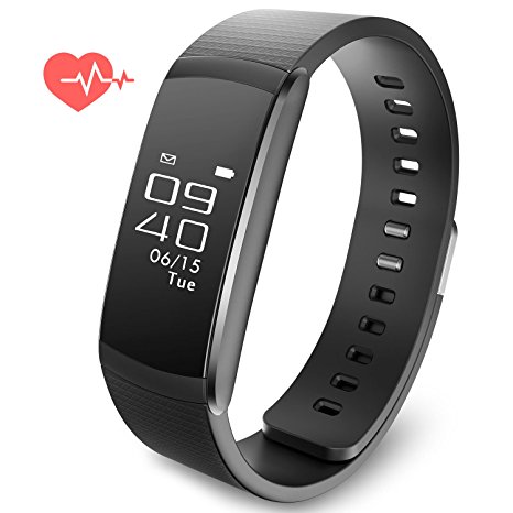 Heart Rate Smart Fitness Activity Tracker Band Sports Bracelet Wristband Calorie Step Distance Counter Sleep Health Call Reminder IPX67 Water Resistant