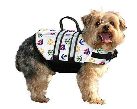 Paws Aboard PAWN1200 Designer Doggy Life Jacket, Extra-Small, Nautical print