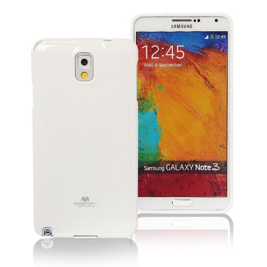 Galaxy NOTE 3 Case, [Ultra Slim Fit] Goospery® Color Pearl Jelly Case *Slight Pearl Glitter* [Anti-Yellowing   Anti-Discoloring Finish] Premium TPU Cover [Shock Absorption] - White