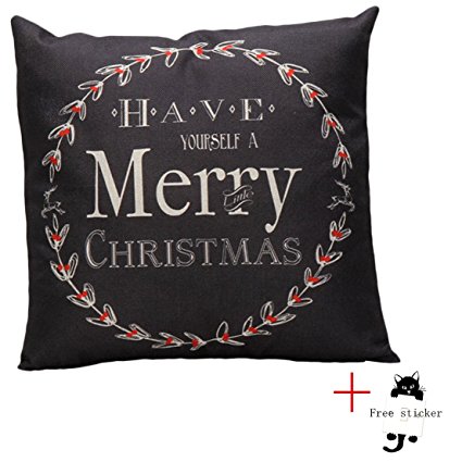 Sankuwen Home Decoration Christmas Pillow Cushion Cover (Christmas Black)