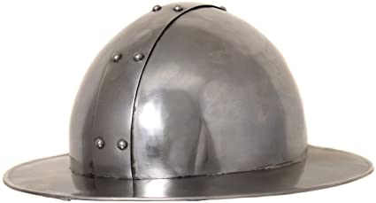 Urban Designs Imported Antique Replica Medieval Infantry Steel Kettle Hat Helmet, Silver