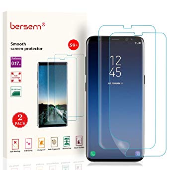 2 Pack Samsung Galaxy S9 Plus Screen Protector, Bersem TPU Case Friendly Ultra Clear Film for S9 Plus, Anti Bubbles Easy Installation Tray Screen Protector for Galaxy S9 Plus
