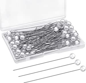 Corsage Boutonniere Pins Faux Pearl Head Pins Wedding Bouquet Pins White Straight Pins for Sewing Craft Wedding Decorations (400 Pieces with 4 Boxes)