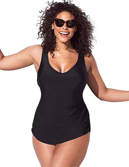 SWIMSUITSFORALL Swimsuits for All Women's Plus Size Sarong Front One Piece Swimsuit