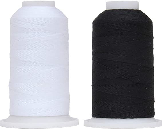 Twin Pack Threadart Polyester All-Purpose Sewing Thread - 600m - 50S/3 - One Spool Each White and Black