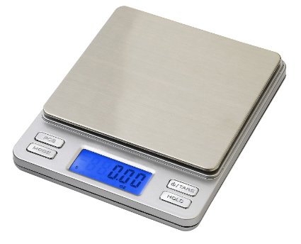 Smart Weigh Digital Pro Pocket Scale with Back-Lit LCD Display Tare Hold and PCS Features 500 x 001g 2 Lids Included