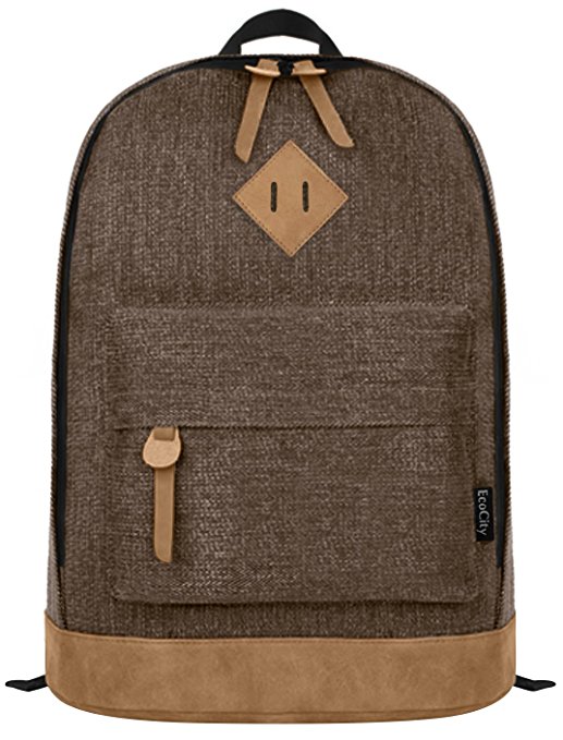 EcoCity Classical College School Laptop Backpack Rucksak Back Pack Bags BP0033C2 (Coffee)