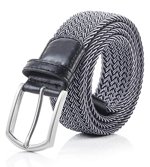 Weifert Men's Stretch Woven 1.3"Wide Elastic Braided Belts