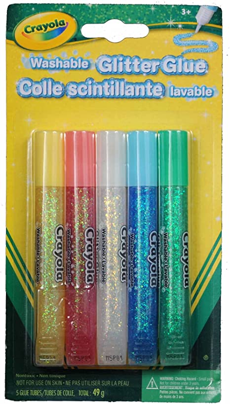 Crayola Super Sparkle Glitter Glue, 5-Count, School and Craft Supplies, Teacher and Classroom Supplies, Gift for Boys and Girls, Kids, Ages 3,4, 5, 6 and Up, Stocking, Back to school, School supplies, Arts and Crafts, Gifting