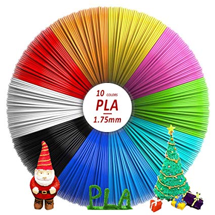 3D Pen/3D Printer Filament,1.75mm PLA Filament Pack of 10 Different Colors, High-Precision Diameter Filament, Each Color 16 Feet, Total 240 Feet Lengths by SUNLU