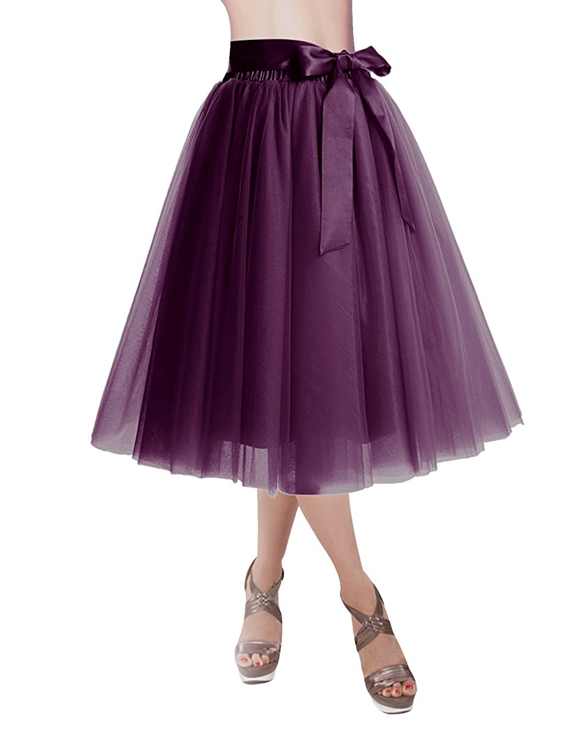 DRESSTELLS Knee Length Tulle Skirt Tutu Skirt Evening Party Gown Prom Formal Skirts