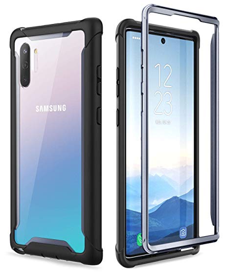 i-Blason Ares Series Case Designed for Galaxy Note 10 (2019 Release), Rugged Clear Bumper Case Without Built-in Screen Protector (Black)